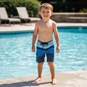 Kanu Viper Boys Navy Striped Swimsuit With Built-in Underwear